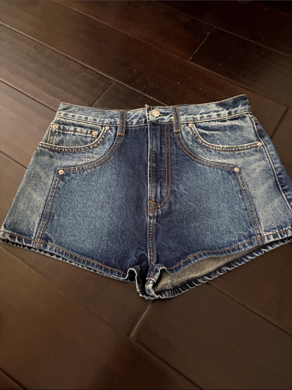GRLFRND The Kyla High-Rise Dark Blue Denim Shorts